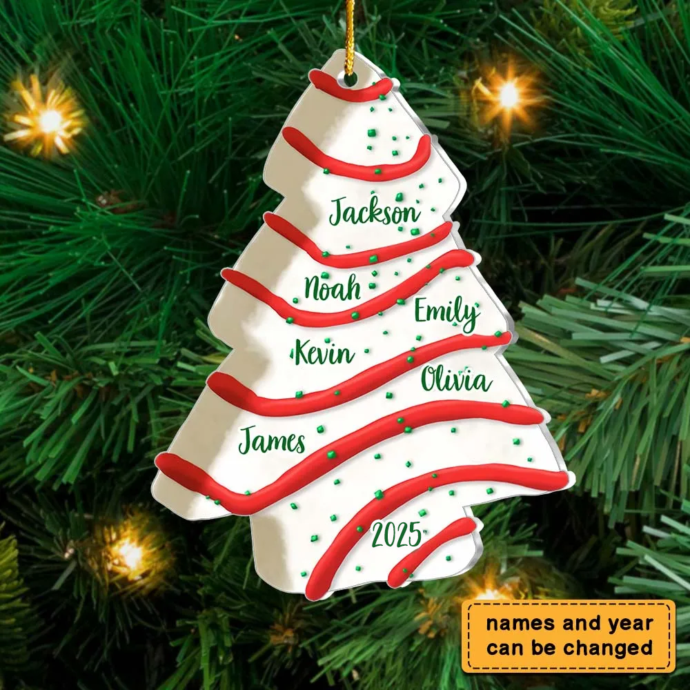 Personalized Merry Christmas To My Family - Family Tree Cake Ornament
