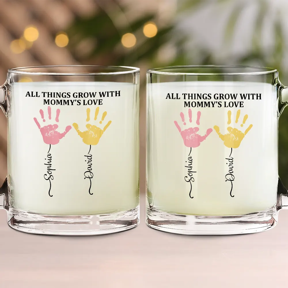 All Things Grow With Mom's Grandma's Love - Personalized Glass Mug