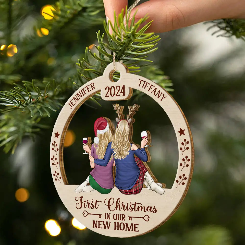 First Christmas In Our New Home - Personalized Wooden Cutout Ornament