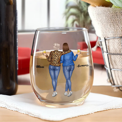 Like Mother Like Daughter Funny - Personalized Stemless Wine Glass