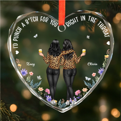 Custom Heart Acrylic Ornament - Personalized Christmas Best Friend Birthday Gifts For Women, Besties, Sisters, BFF - Sisters By Choice