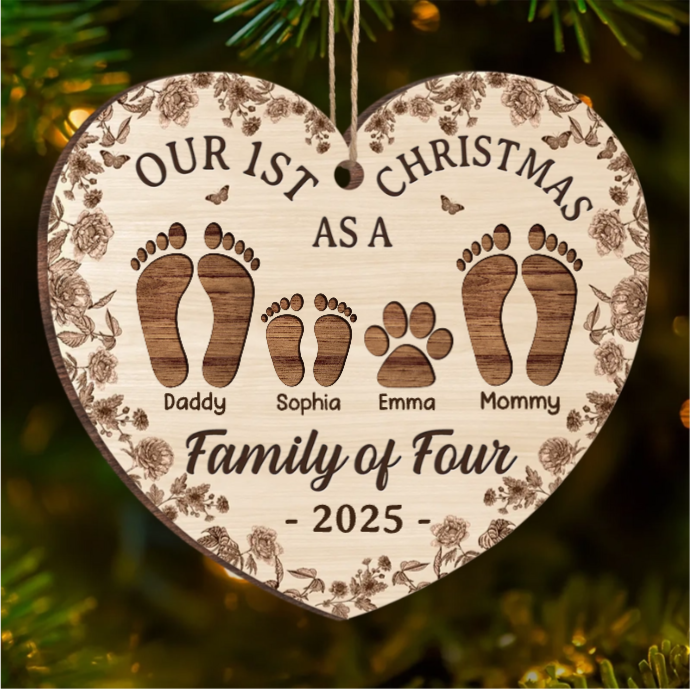 Custom Wood Ornament - Personalized Christmas Birthday Gifts For Mom, Dad, Kids - Home Is Together
