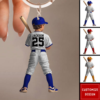 Personalized Kid Baseball Player Christmas Keychain-Gift For Baseball Lover-2024 New Release