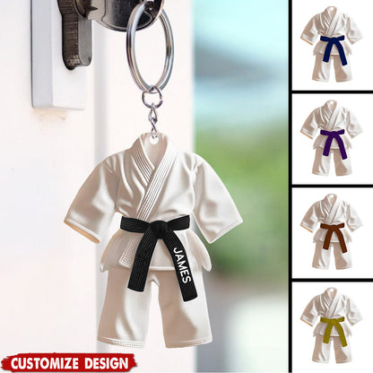 Personalized Black Belt Keychain - Taekwondo,Karate,Jiu-Jitsu Gift