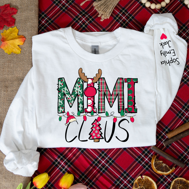 Personalized Mimi Claus Christmas With Grandkids Longsleeve