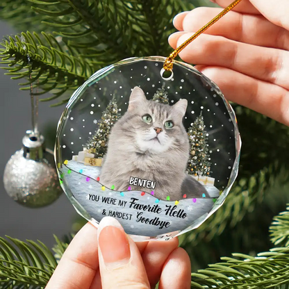 Custom Photo You Left Paw Prints Pet Memorial - Personalized Circle Acrylic Ornament