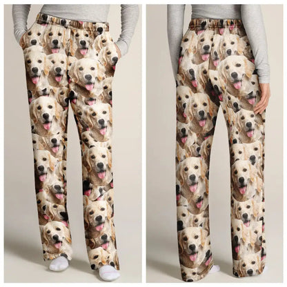 Custom Photo Funny Face Pattern Dog Cat Family - Personalized Pajama Pants