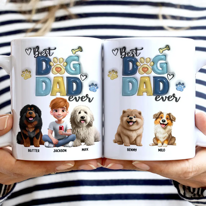 Best Dog Dad Ever - Personalized White Edge-to-Edge Mug
