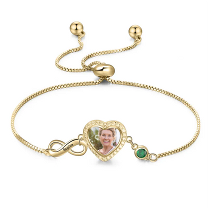 Personalized Birthstone Name Photo Memorial Bracelet