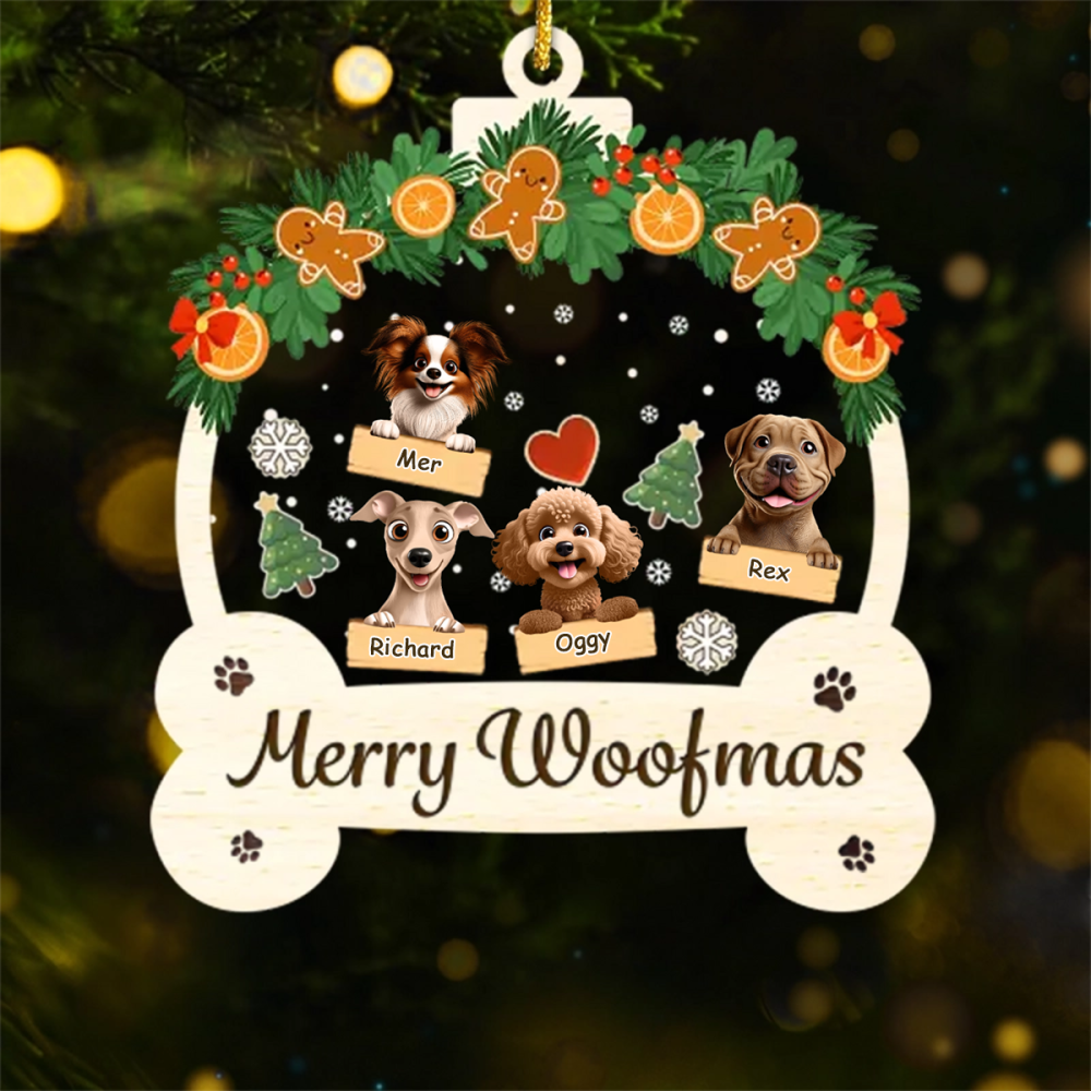 Custom Acrylic Ornament - Personalized Christmas Birthday Gifts For Dog Lovers, Dog Dad And Mom - Woofing You A Merry Holiday