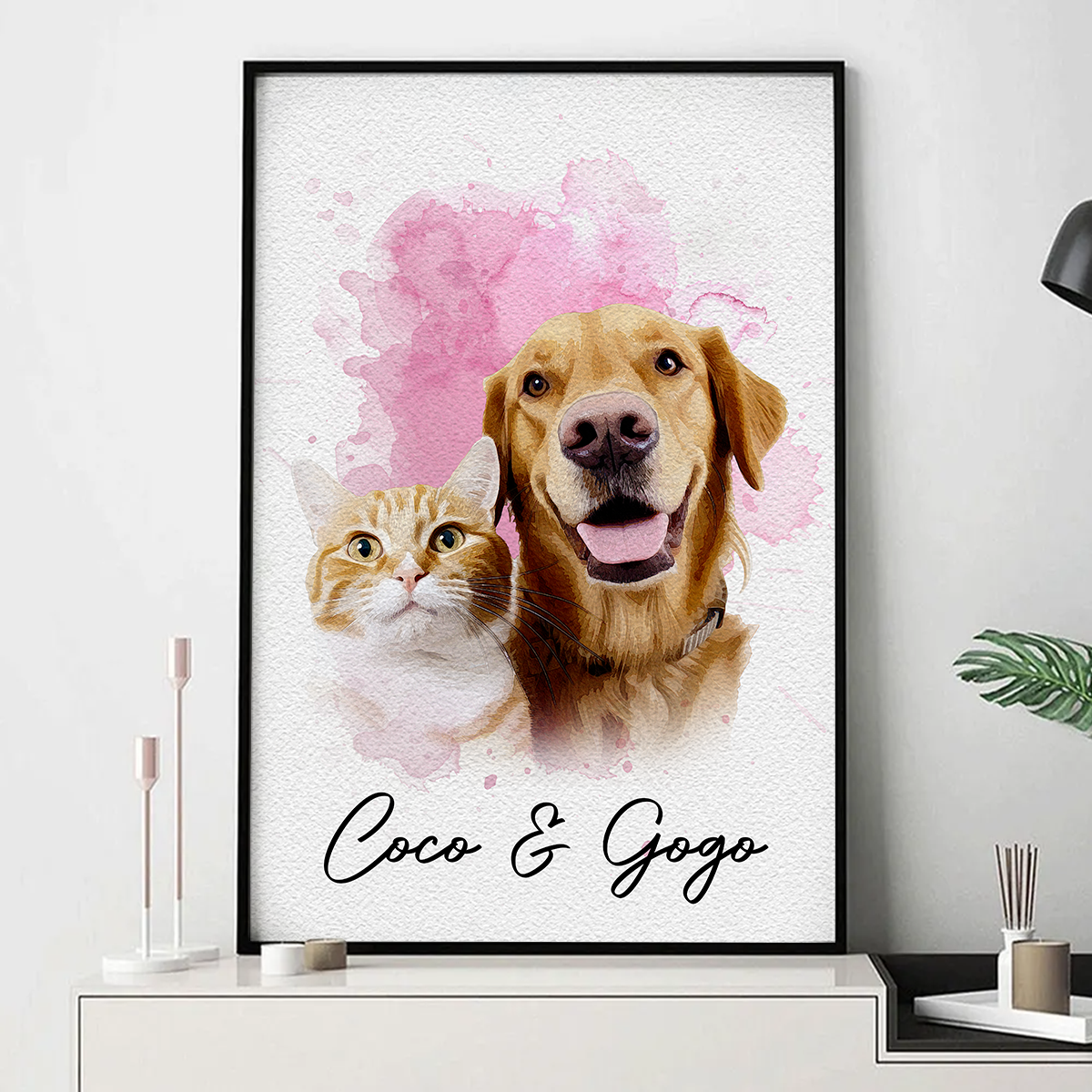 Personalized Watercolor Pet From Photo - Personalized Customized Canvas - New Pet Gift, Pet Memorial Gift