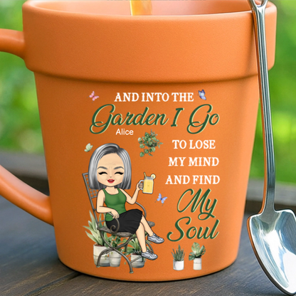 Custom Plant Pot Ceramic Mug - Personalized Garden Gifts For Gardeners - Lose Your Mind, Find Your Soul - Flower Pot Mug