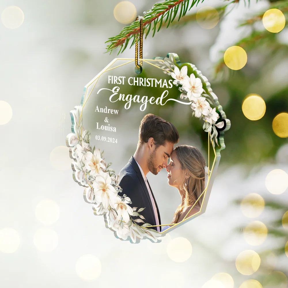 Custom Photo First Christmas Married - Personalized Custom Shaped Acrylic Ornament