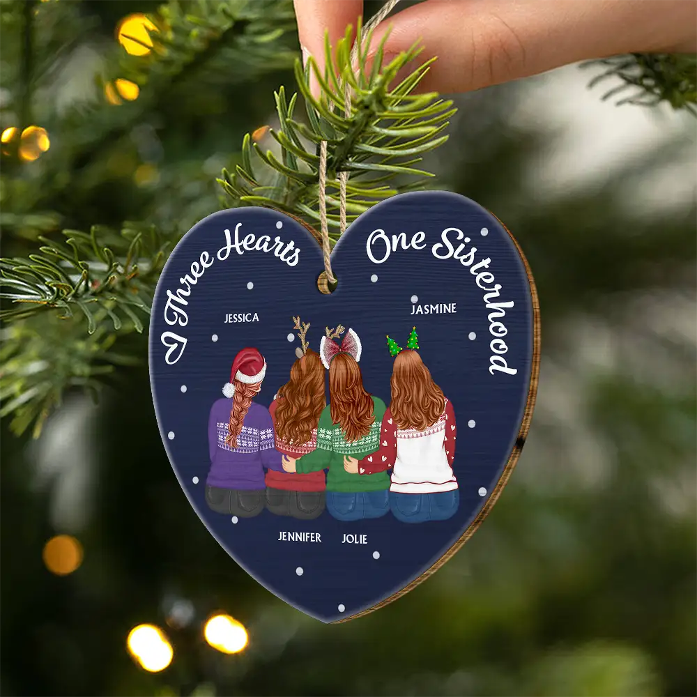 Christmas One Sisterhood - Personalized Custom Shaped Wooden Ornament