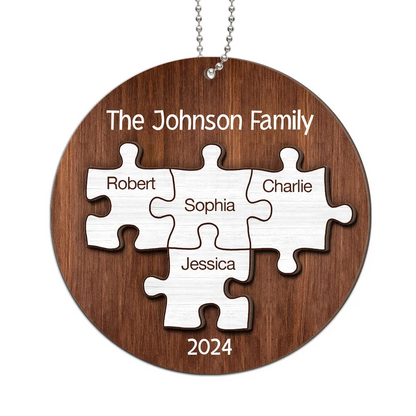 Pieces Of Our Family Christmas Keepsake Personalized Wooden Ornament