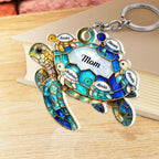 Turtle Stained Glass Mom Grandma - Personalized Acrylic Keychain