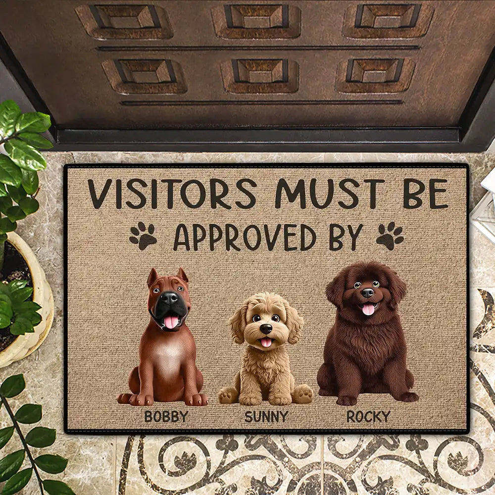 Visitors Must Be Approved By Dogs 3D Effect - Personalized Doormat