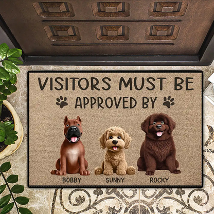 Visitors Must Be Approved By Dogs 3D Effect - Personalized Doormat