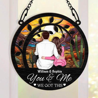 From First Kiss Till Our Last Breath- Customized Personalized Window Suncatcher Ornament - Gift For Couple Husband Wife