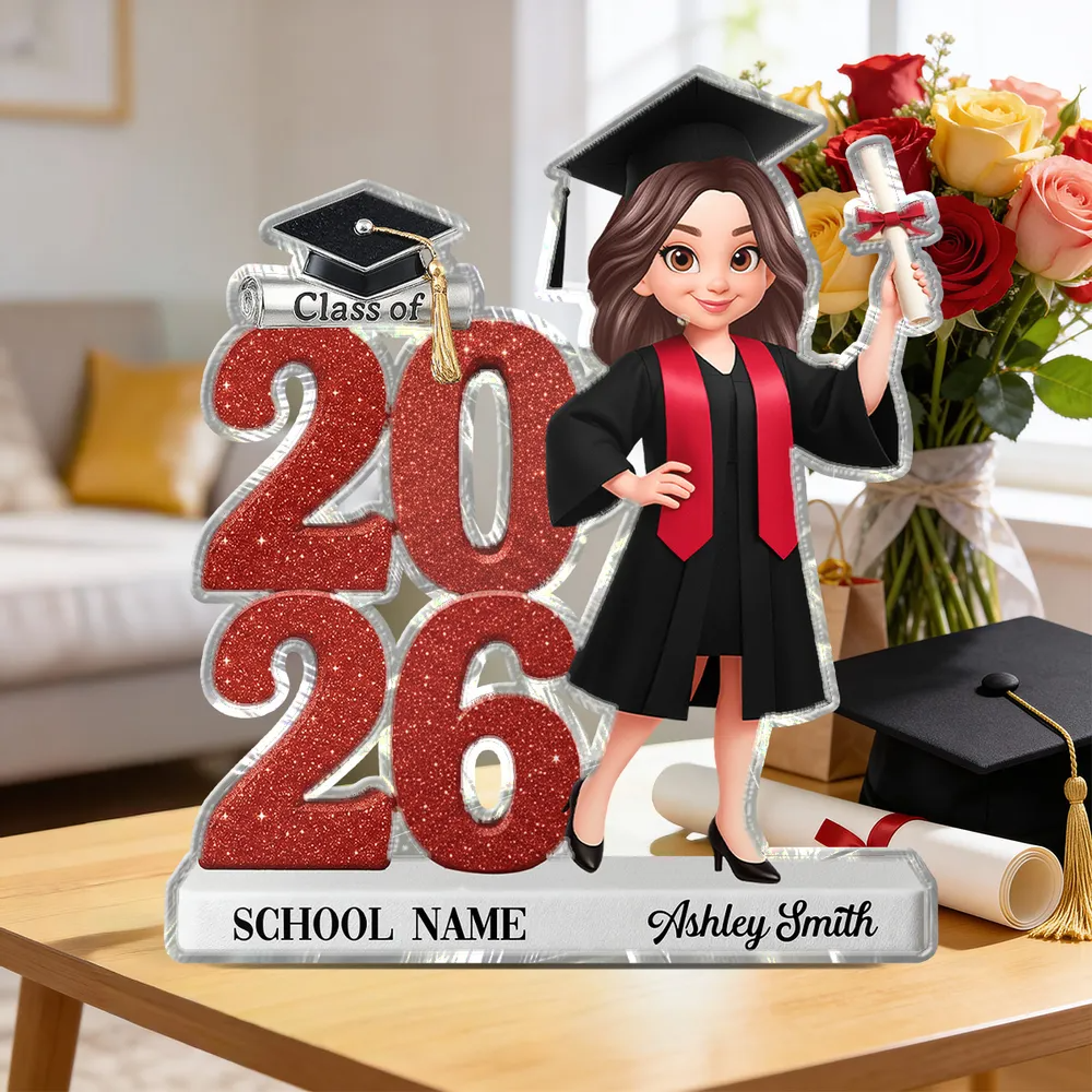 Class Of 2026 2027 Senior 2D Flat - Personalized Acrylic Block Plaque - Graduation Gift For Graduates, Daughter