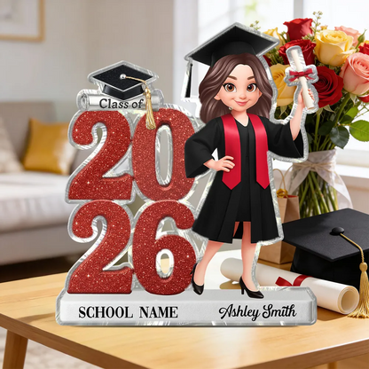 Class Of 2026 2027 Senior 2D Flat - Personalized Acrylic Block Plaque - Graduation Gift For Graduates, Daughter