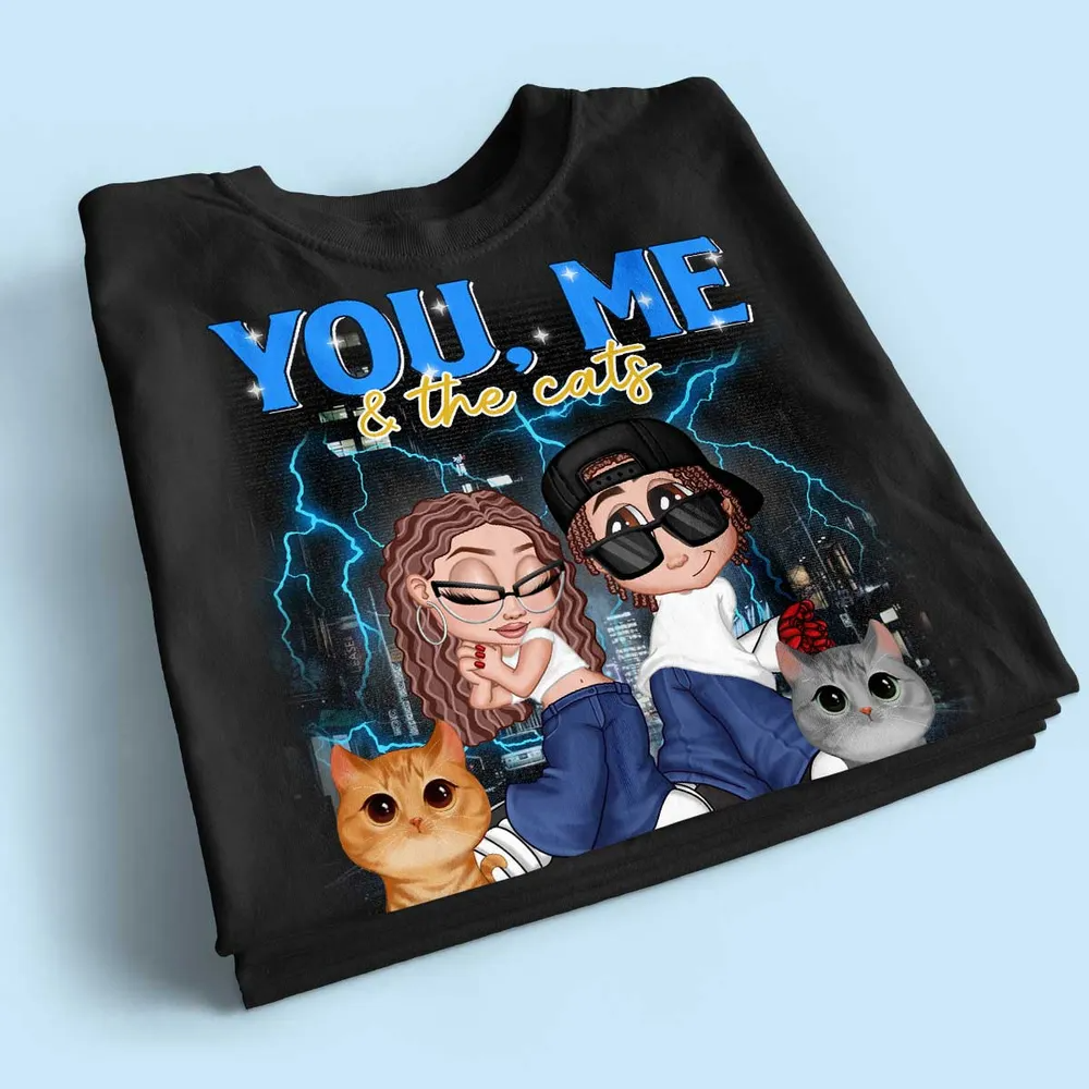 Y2K Couple And Cats Bootleg Personalized Shirt