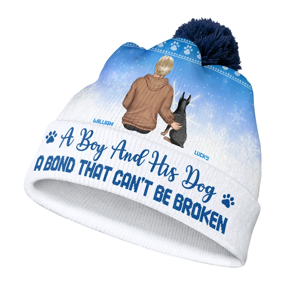 A Girl And Her Dog - Personalized Bobble Beanie Hat