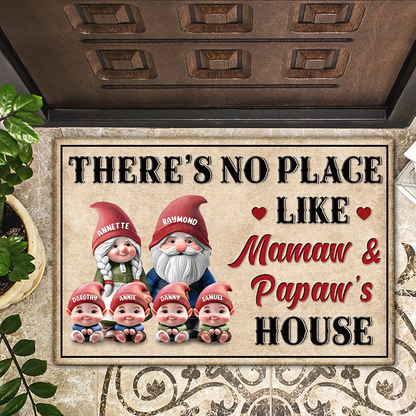 Gnome There's No Place Like Grandma & Grandpa's House 3D Effect Printed - Personalized Doormat