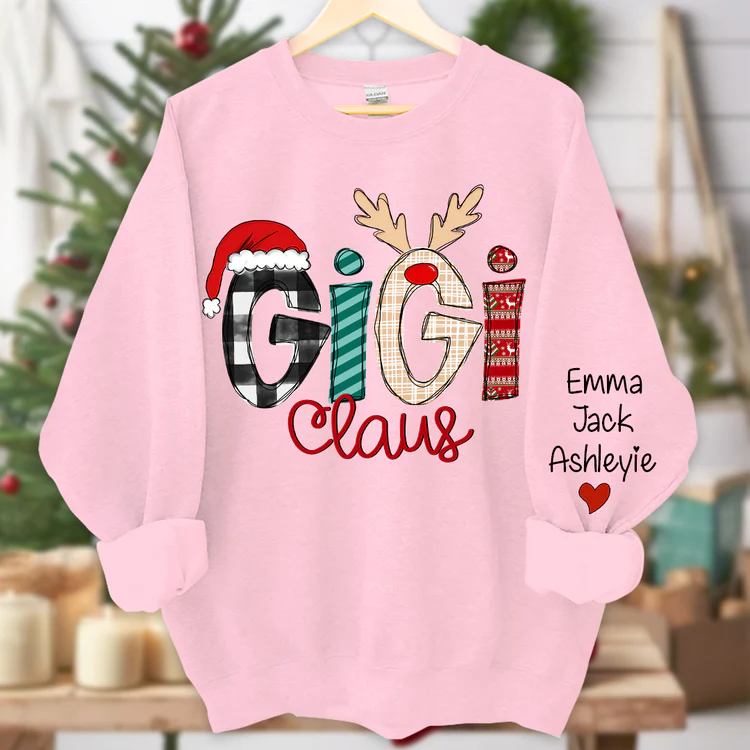 Gigi Claus Sweatshirt, 2024 Christmas Nana Sweatshirt, Custom Grandma Claus Christmas