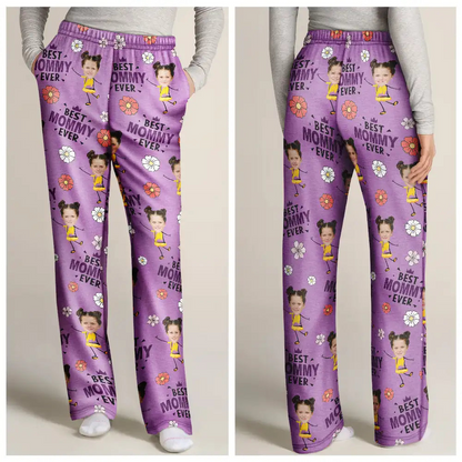 Custom Photo Best Grandma Nana Mom Ever - Personalized Pajama Pants