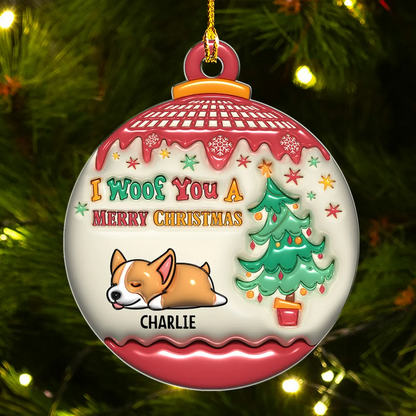 We Woof You Merry Christmas - Personalized Custom 3D Inflated Effect Acrylic Ornament