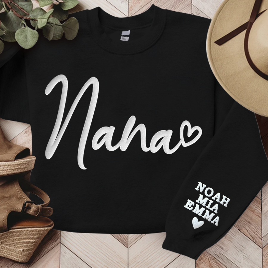 Personalized Nana Sweatshirt With Kid Names On Sleeve, Gift For Grandma TH Sweatshirt