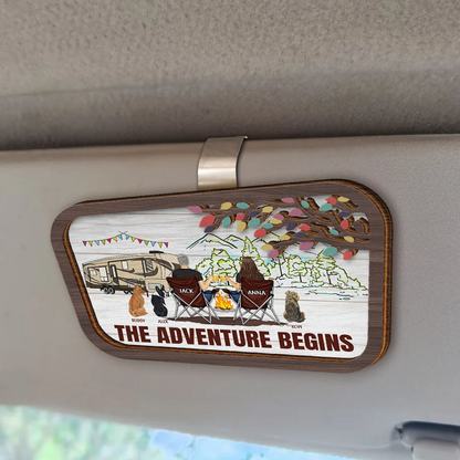 Camping Couple The Adventure Begins - Personalized Custom Shaped Car Visor Clip