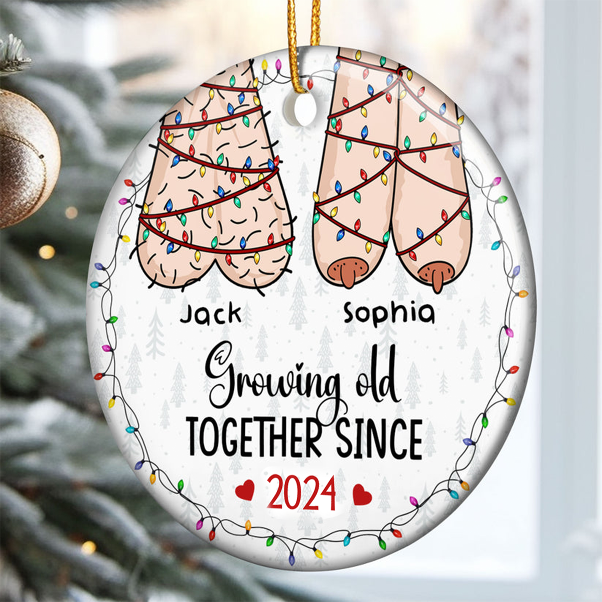 I Want To Grow Old With You Funny Christmas Couples - Personalized Acrylic Ornament