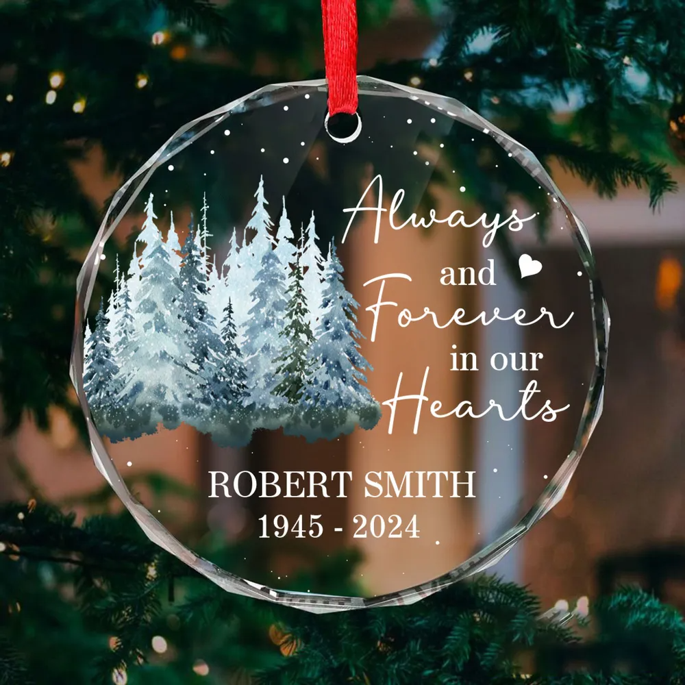 Always And Forever In Our Hearts Memorial Keepsake Personalized Acrylic Ornament