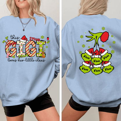 Personalized Nickname Grandma, This Loves Her Little Claus Gigi And Kids Names Christmas 2024 Sweatshirt