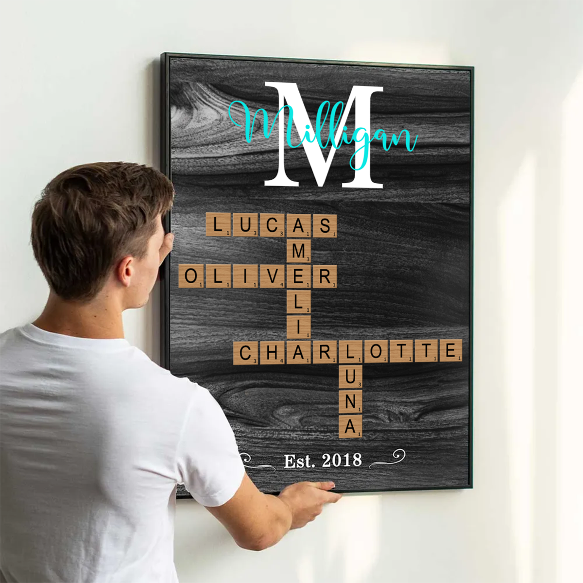 Personalized Family Name Crossword Puzzle Art Personalized Poster, Christmas Gift For Family, For Husband, Wife, Dad, Mom