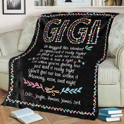 Merry Christmas Gigi Light And Grandkids Christmas 2024, We Hugged This Blanket