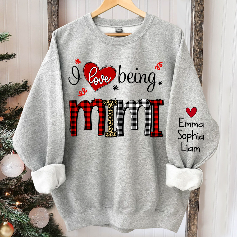 I Love Being Mimi Christmas, Custom Mimi And Kids TH Sweatshirt