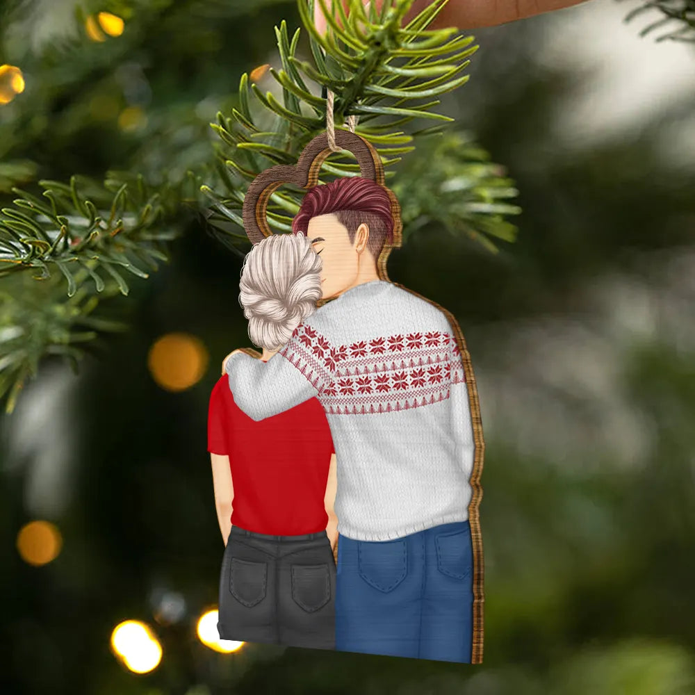 Forehead Kissing Couple I Choose You In Any Version Of Reality - Personalized Wooden Ornament Print 2 Sides