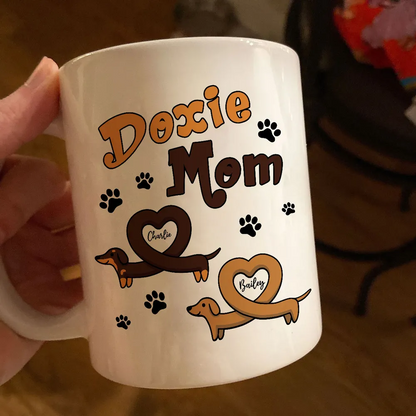 Doxie Mom Cute Heart Dachshunds Personalized Mug
