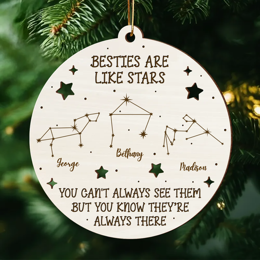 Friends Are Like Stars Zodiac Sign Personalized Wooden Ornament