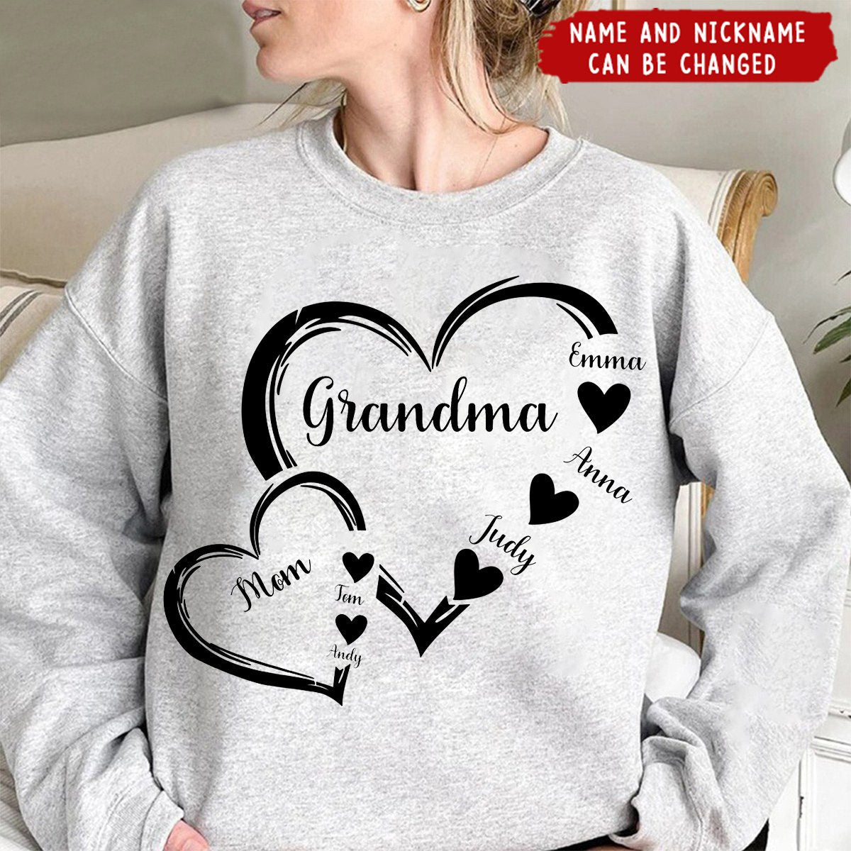 Personalized Mom Grandma And Grandkids Hearts Gift For Grandma Sweatshirt