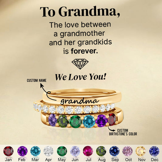 For Grandma - Custom With Grandkids' Birthstones Grandma's Ring