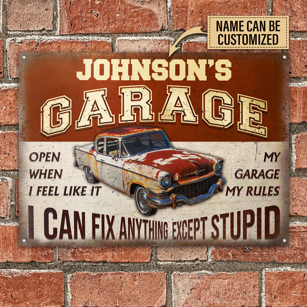 Garage Sign - Auto Mechanic Garage I Can Fix Anything Customized Classic Metal Signs