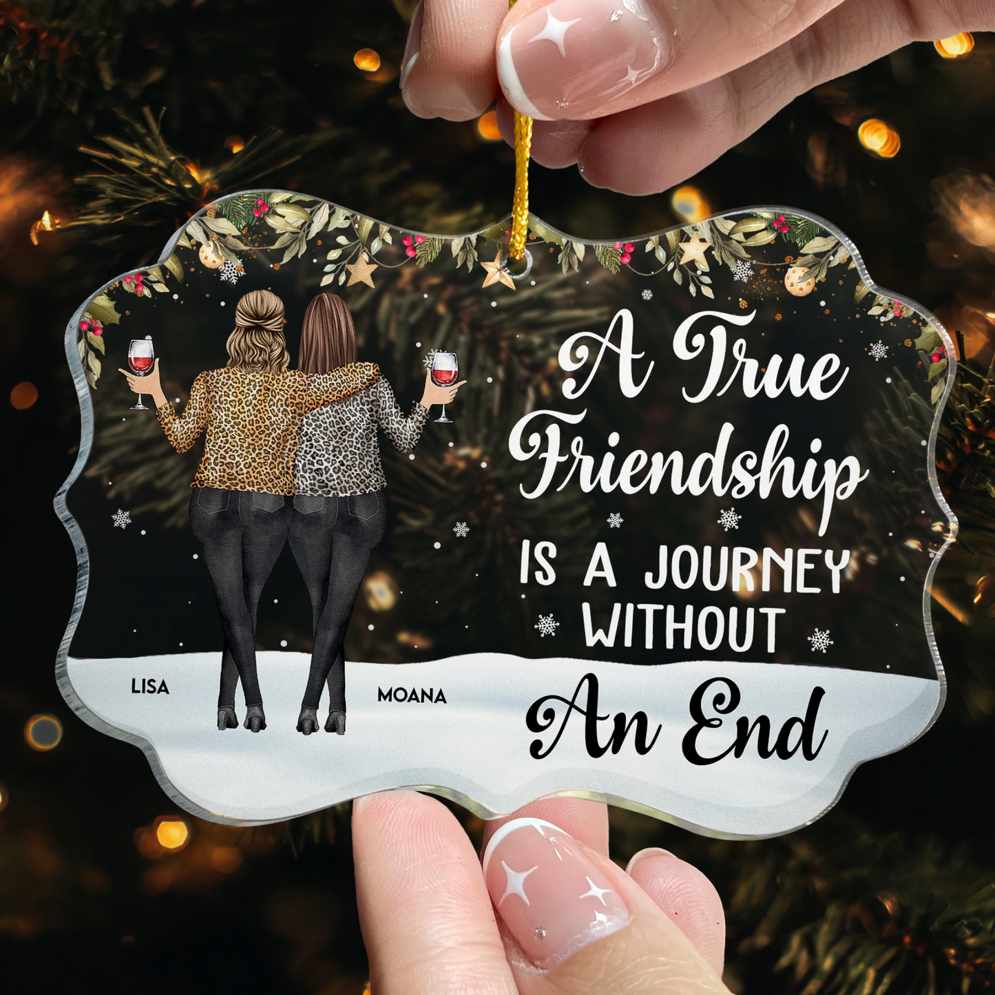 Friends We Never Walk Alone - Personalized Acrylic Ornament - Christmas Gift For Friend