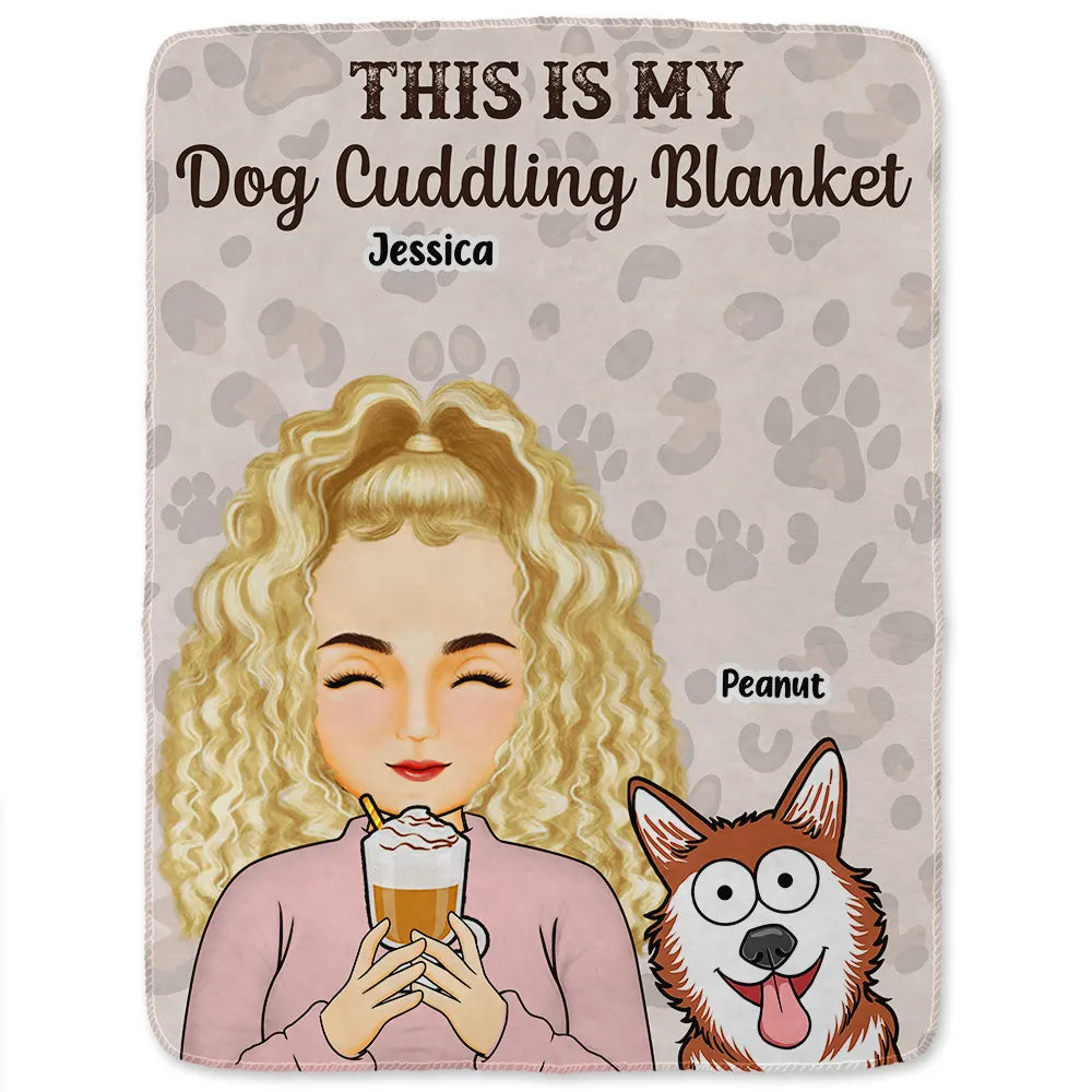 My Cat Dog Cuddling Blanket Peeking - Personalized Fleece Blanket