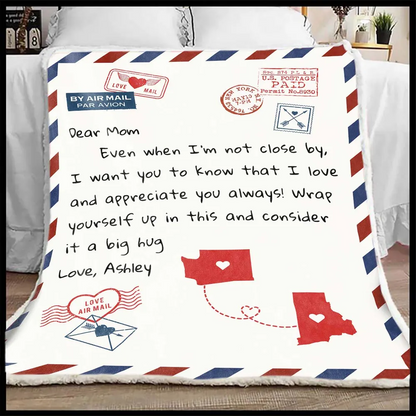 Letter To My Mom Long Distance Personalized Fleece Blanket, Heartfelt Mother's Day Gift, Birthday Gift For Mom