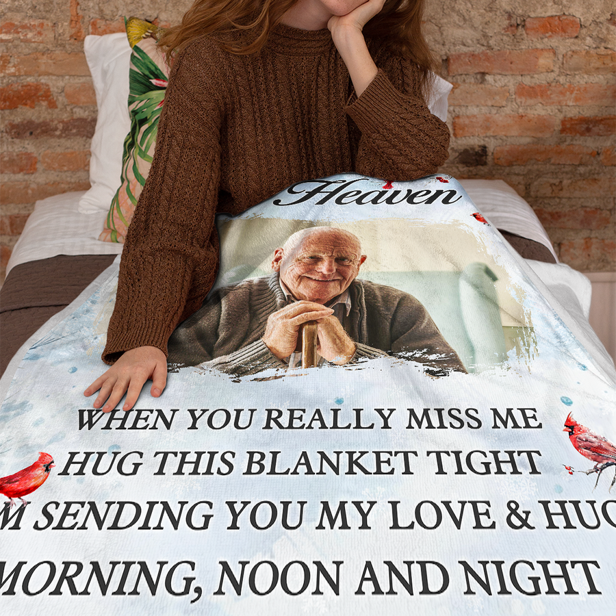 A Hug From Heaven - Personalized Photo Blanket - Gifts For Memorial