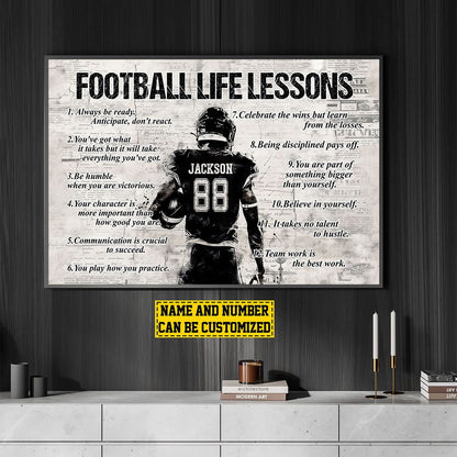 Football Life Lessons-Personalized Football Poster Print-Football Gift For Boy Man